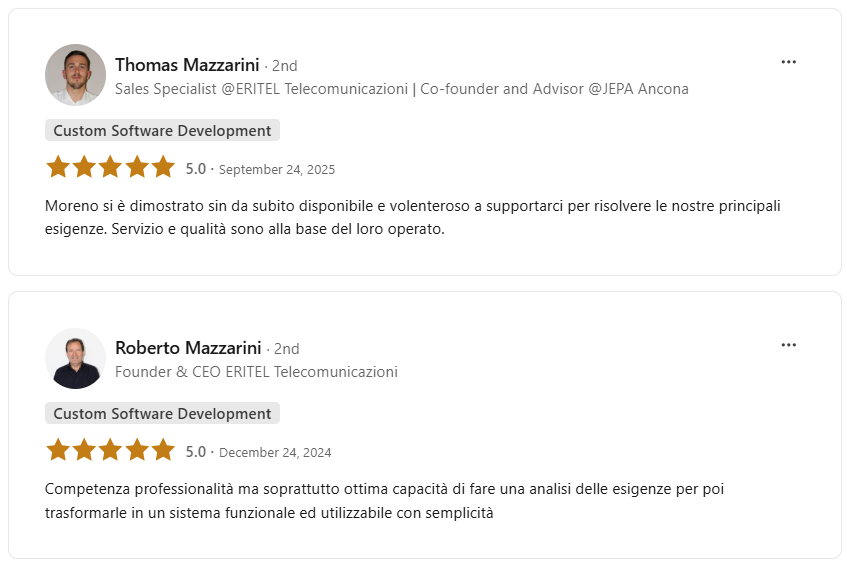 Recensioni Eritel Roberto Mazzarini e Thomas Mazzarini