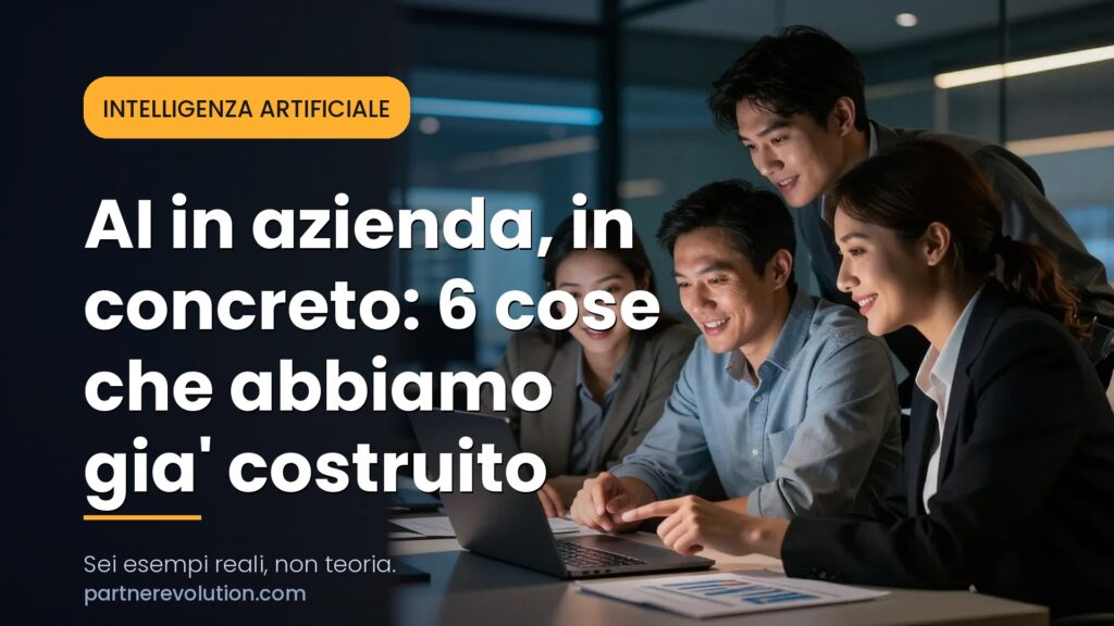 Team che collabora al laptop, superintelligenza aziendale - PartneREvolution