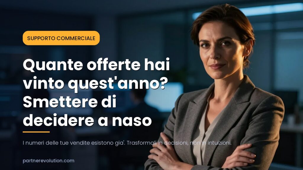 Ritratto donna manager sicura di se', decisioni basate sui dati - PartneREvolution