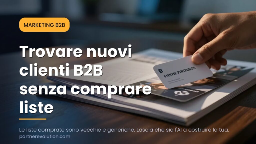Cartelline aziendali su scrivania, ricerca clienti B2B - PartneREvolution
