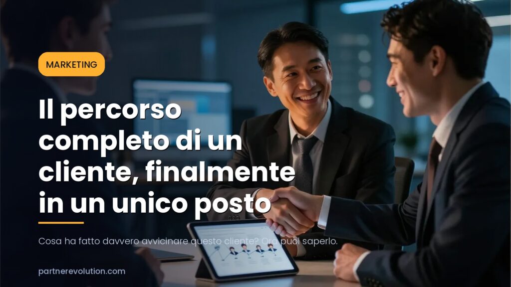 Stretta di mano tra colleghi, percorso cliente unificato - PartneREvolution