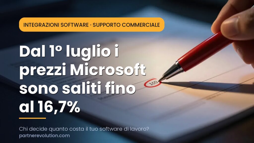 Fattura con importo cerchiato in rosso - aumento prezzi Microsoft