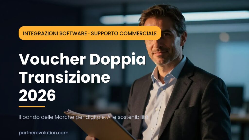Imprenditore con cartellina documenti, ufficio sfocato - Voucher Doppia Transizione 2026