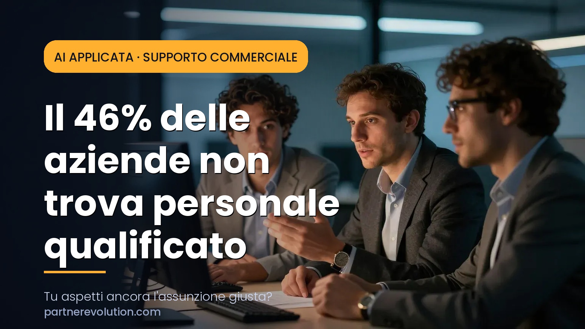 Gruppo di colleghi che collaborano in ufficio - personale qualificato introvabile